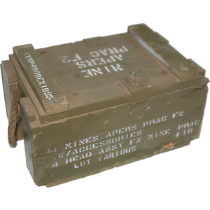 MILITARY SURPLUS Wooden Ammo Box (Mines) Rope Handle
