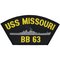 USS MISSOURI BB-63 CAP PATCH