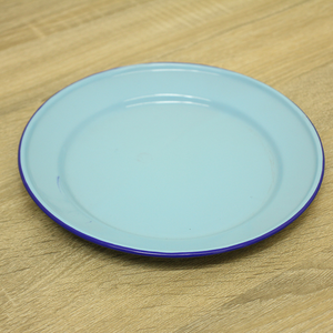 VINTAGE Enamel Flat Plate - 24cm - Pastel Blue - Dozen