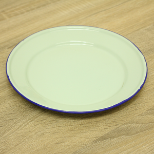 VINTAGE Enamel Flat Plate - 24cm Green - Dozen