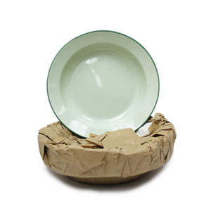 22cm ENAMEL SOUP PLATE - GREEN - DOZEN