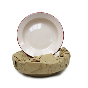 22cm ENAMEL SOUP PLATE - PINK - DOZEN