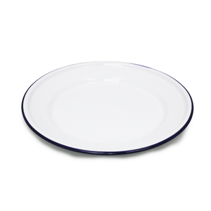 26cm ENAMEL FLAT PLATE WHITE
