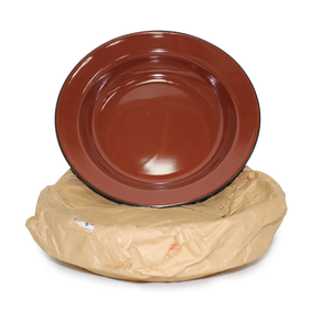 24cm ENAMEL SOUP PLATE BROWN x12