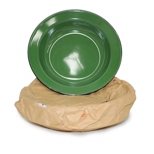 22cm ENAMEL SOUP PLATE - DARK GREEN - DOZEN