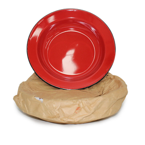 22cm ENAMEL SOUP PLATE - RED - DOZEN