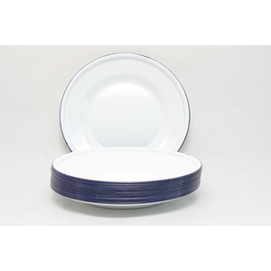 26CM ENAMEL FLAT PLATE WHITE